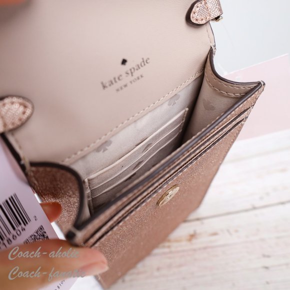 NWT Kate Spade Tinsel North South Glitter Phone Flap Crossbody in Rose Gold - Picture 13 of 13